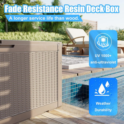 DRATO 180 Gallon Outdoor Storage Box, Large Waterproof Deck Box, Lockable Resin Storage Container with Reinforced Support for Patio Cushions, Garden Tools, UV-Resistant Outdoor Chest（Black，180 Gallon）
