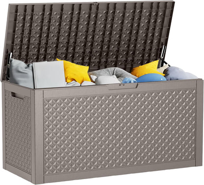 60 Gallon Outdoor Waterproof Storage Box, UV Resistant Resin Deck Box with Built-in Handle, Outdoor Storage Container for Patio Furniture, Garden Tools, Patio Cushions, Black