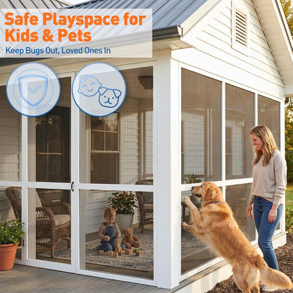 MAGZO Window Screen Replacement Mesh 48"W x 99"L - Pet Resistant Premium & Durable Polyester Screen Door Mesh, Allows Fresh Air In, DIY Repair Kit Includes Tool for Sliding Doors,Windows,Patio, Gray