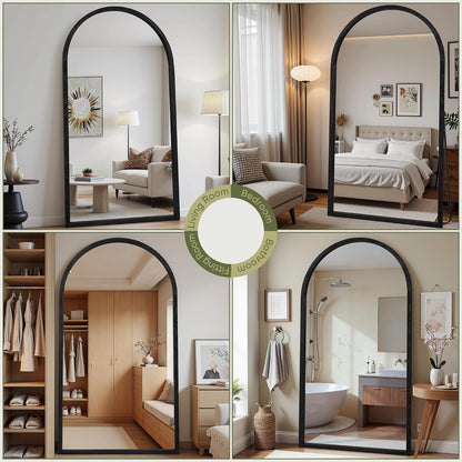 Suidia Full Length Mirror, Oversized Floor Mirror with Solid Wood Frame, Large Standing Mirror for Bedroom Living Room, Wood Art Style, Dark Walnut, 74" L x 32" W
