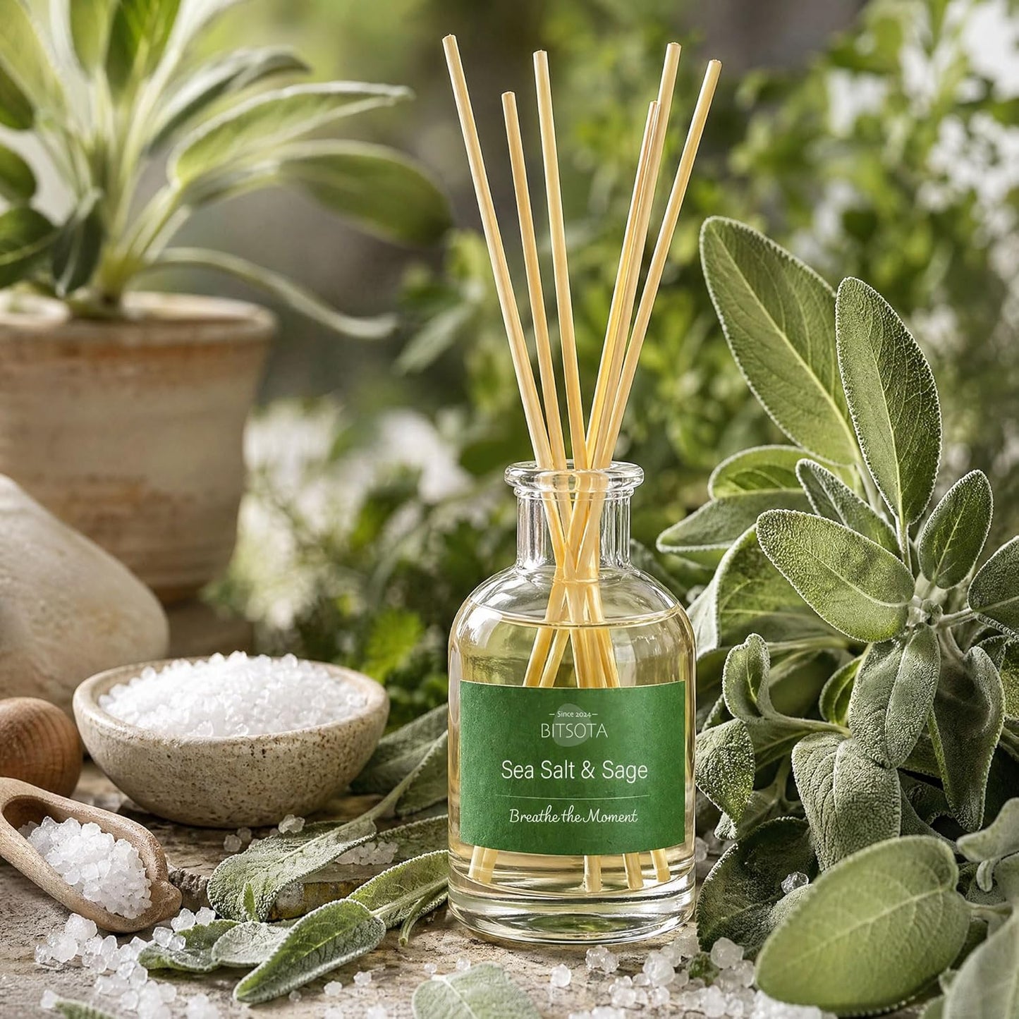 Natural Reed Diffuser Set, Fresh Lemon 3.52 oz (100ml) Scented Diffuser with Sticks Home Fragrance Reed Diffuser for Bathroom Shelf Decor, Ideal Gift for Woman