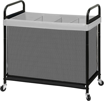 STO STO Laundry Hamper 3 Section, 120L Rolling Laundry Sorter Cart with Removable and Washable Liner Bag, Clothes Hamper with Wheels and Metal Handle for Laundry Room and Bedroom