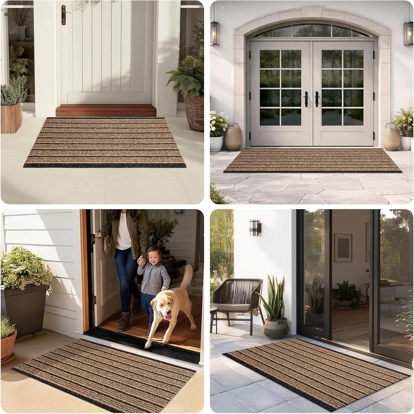 Outdoor Front Door Mat 32" x 48", Dirt Trapping Outside Entrance Rug, Non Slip Shoe Scraper, Heavy Duty Commercial Rug for Patio, Garage, Traffic Area, Office, Roll Packing