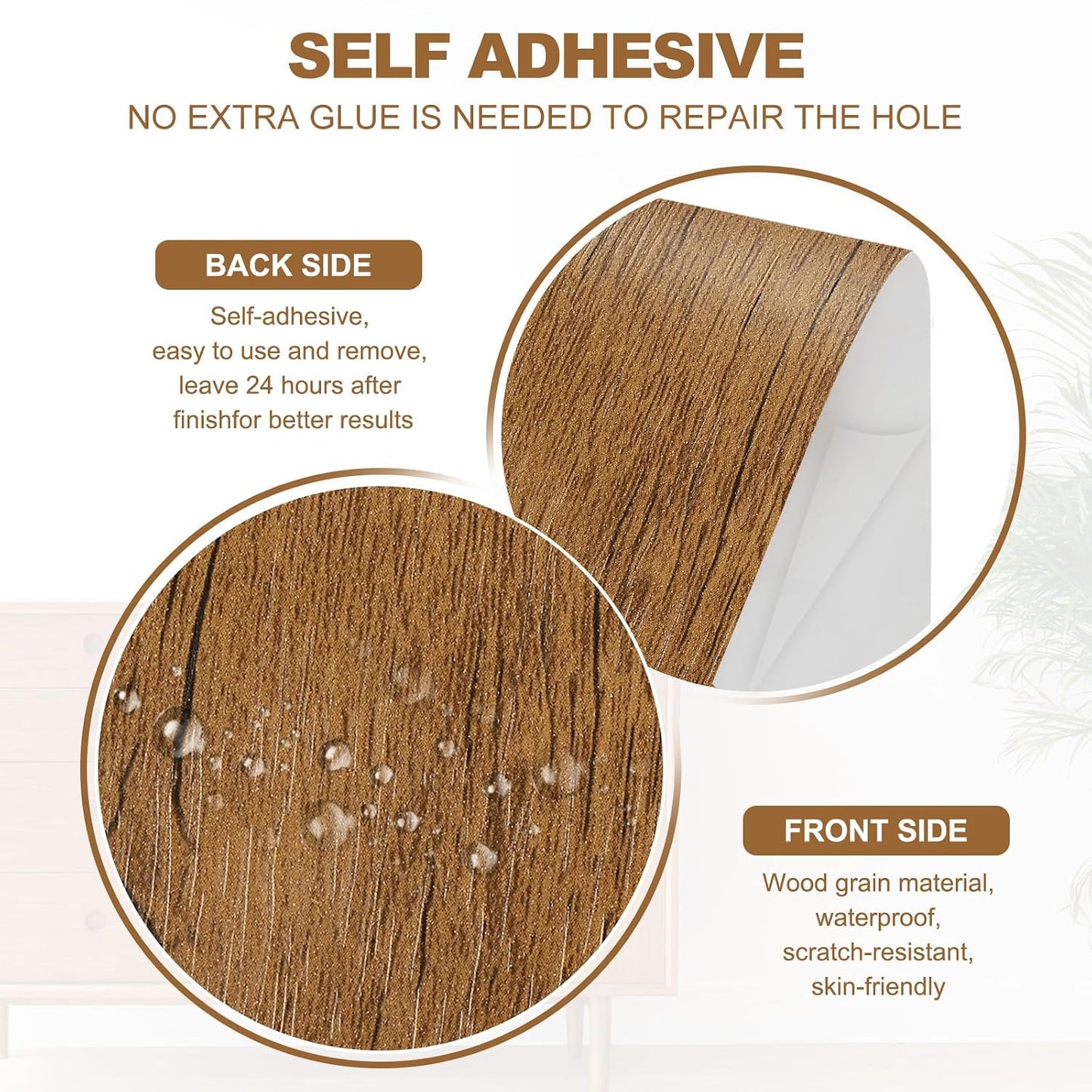 PATIKIL Self Adhesive Wood Grain Repair Tape 33'x 3", Multi-Use Realistic Wood Grain Repair Patch for Furniture Floor Door Table Chair Windows Handicraft DIY, Yellow Teak