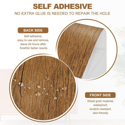 PATIKIL Self Adhesive Wood Grain Repair Tape 33'x 3", Multi-Use Realistic Wood Grain Repair Patch for Furniture Floor Door Table Chair Windows Handicraft DIY, Yellow Teak