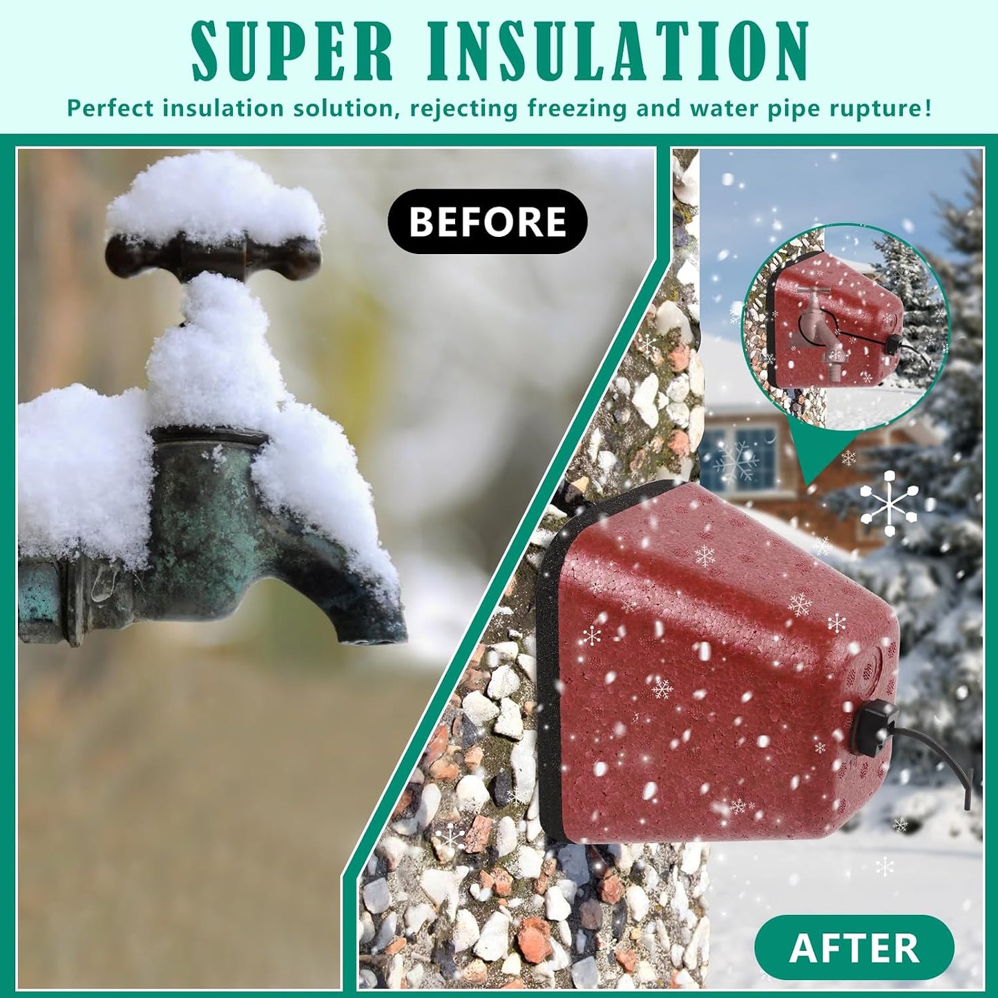 2 Pack Outdoor Faucet Covers for Winter, Heavy Duty Faucet Spigot Covers Winter Insulated, Reusable Outdoor Faucet Covers Hose Bib Covers for Winter Freeze Protection (Red)