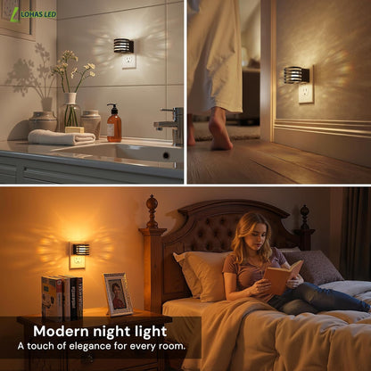 L LOHAS LED Night Light, Bubble Night Lights Plug into Wall,2 Pack 3000K/4000k/5000K Adjustable Color Temperature Night Light,Dimmable Nightlights with Dusk to Dawn Sensor for Rooms Bathroom Hallway