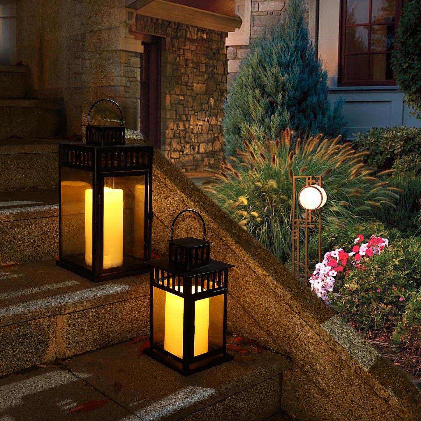 NURADA Large Waterproof Flameless Candles 6" 8" 10" x 4" - Outdoor Indoor LED Pillar Flickering Candle Battery Operated with Timer Remote for Patio Porch Lanterns - Ivory White Set of 3