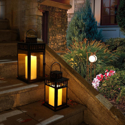 NURADA Large Waterproof Flameless Candles 6" 8" 10" x 4" - Outdoor Indoor LED Pillar Flickering Candle Battery Operated with Timer Remote for Patio Porch Lanterns - Ivory White Set of 3