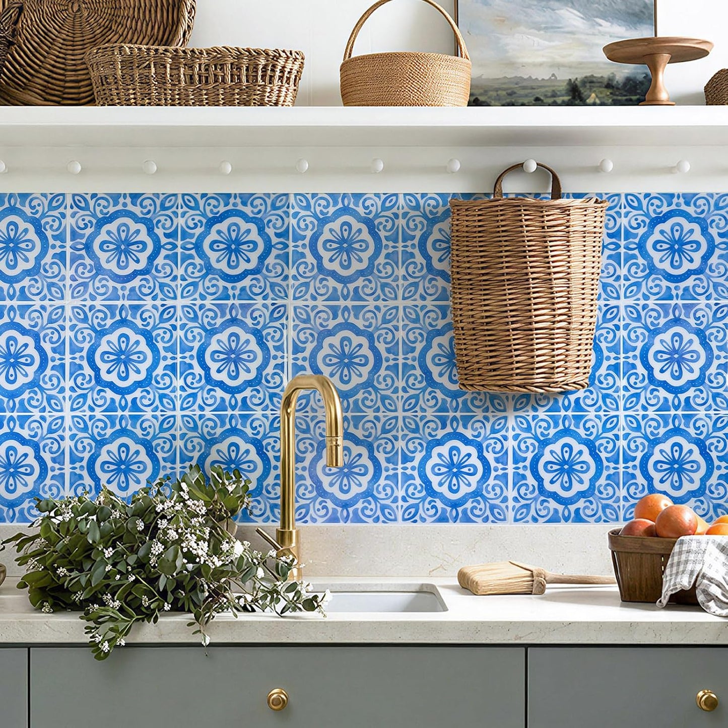 5 Sheets Peel and Stick Backsplash, Self Adhesive Wall Tiles, 3D Adhesive Tile Backsplash, 12"x12"Premium Self Adhesive Wall Tiles Peel and Stickfor Kitchen, Bathroom, RV(Spring Moss)