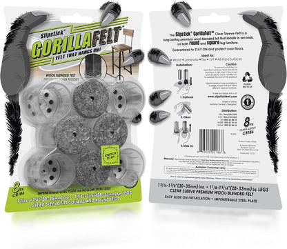 GorillaFelt Chair Leg Floor Protectors/Felt Chair Glides (Set of 16) Tap-On Felt Furniture Pads Guaranteed to Stay On, 1 Inch Round Chair Sliders