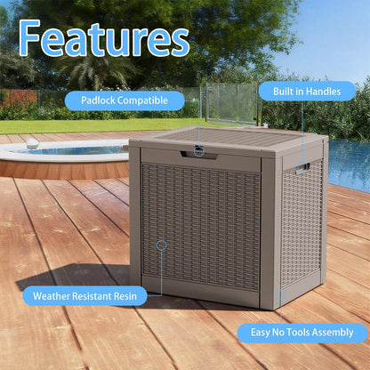 Vixzen 55 Gallon Deck Boxes Outdoor Waterproof, Lockable Resin Storage Box with lid for Furniture Cushions, Weatherproof Containers Outside Storage Boxes for Garden Patio Pool Tools(Black, 55 Gallon)