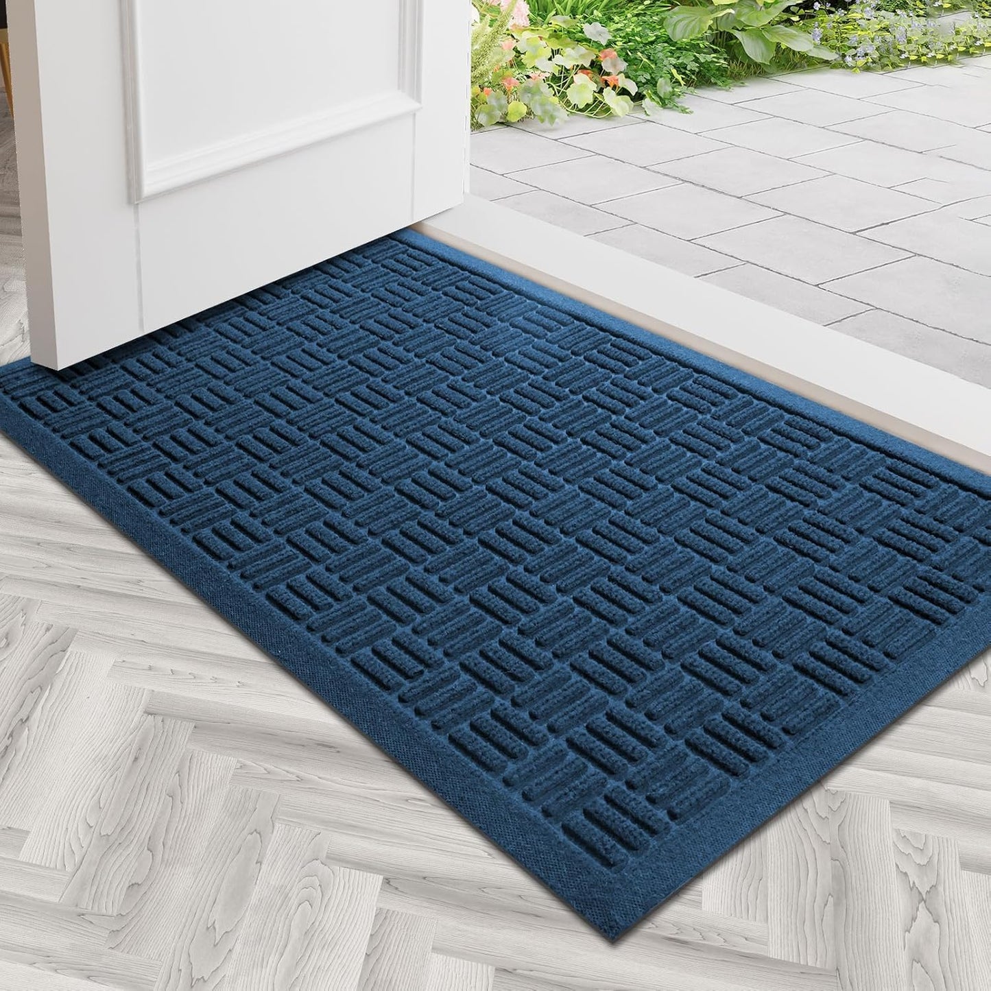 Mibao Front Door Mat, Heavy Duty Durable Welcome Mat for Outdoor Indoor, Dirt Trapper Waterproof Super Absorbent Door Mat for Entryway Outside Patio Porch, 29.5" x 17", Grey