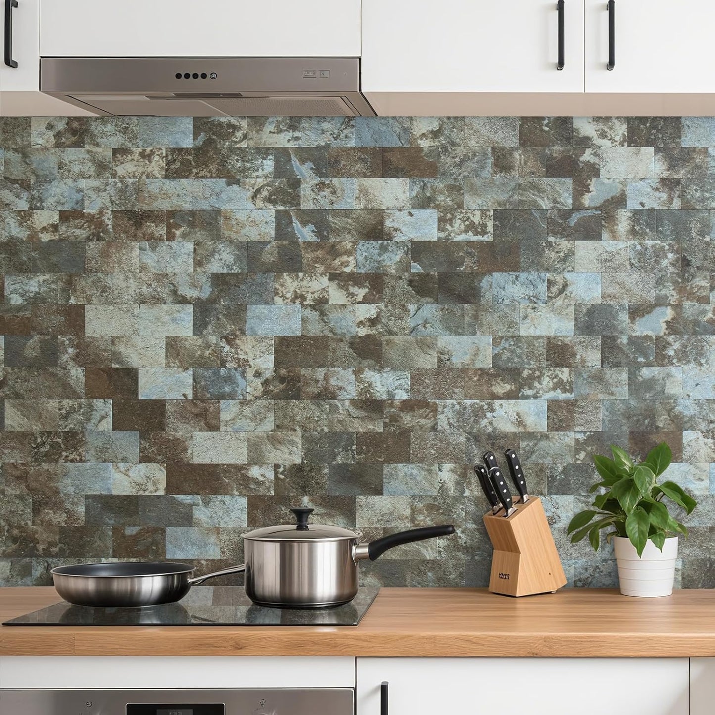 DICOFUN 10-Sheet Polished White Thick PVC Peel and Stick Backsplash, Ceramic Look Subway Tile White Kitchen Backsplash Peel and Stick Wall Tiles