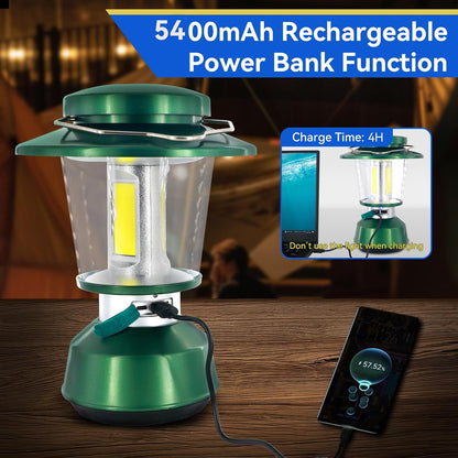Durapower LED Camping Lantern Rechargeable, Bright 2000 Lumen, 5 Modes, 4000 mAh Power Bank, IP44 Waterproof Lantern for Hurricane, Emergency, Power Outages, Home