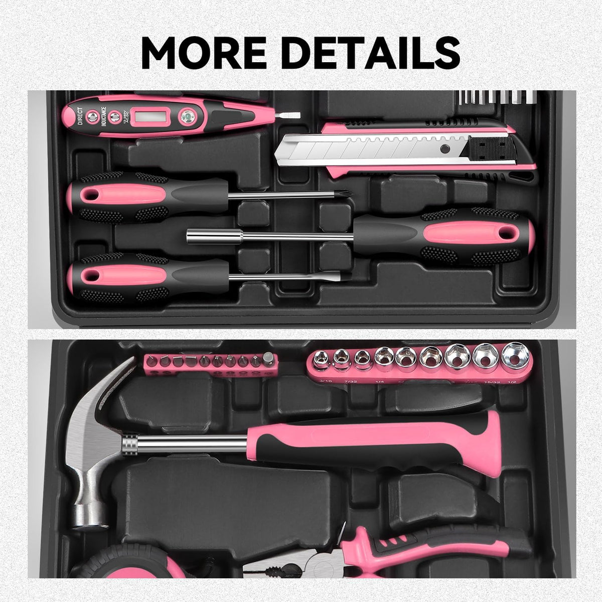 Auto Dynasty Tool Kit for Home, Basic Household Hand Tool Sets with Screwdrivers Combination Tools, All in One Plastic Toolbox Storage Case for College Dorm, Office, Auto Repair (Green)