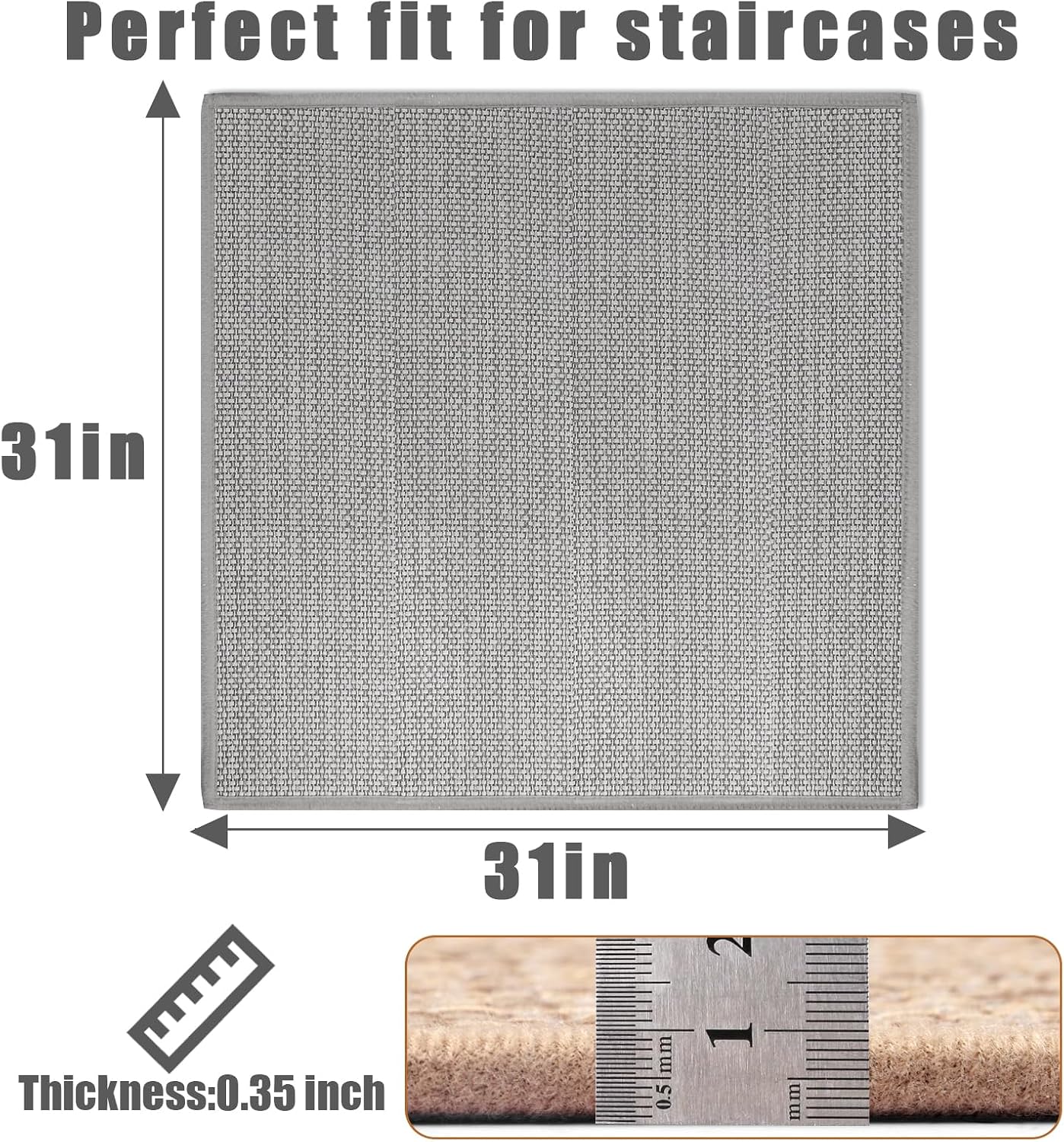15Pcs Stair Treads for Wooden Steps With Self Adhesive, 8"x30" Non Slip Stair Runners-Peel & Stick Indoor Stair Carpet Runner, Resistant Runner for Kids, Elders and Pets, Black