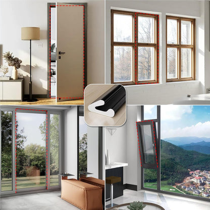V-Shaped Thin Weather Stripping Door Seal, 19.7FT Small Draft Stopper for Doors, Foam Door Gap Filler, Insulation Winter, Soundproof,Noise-Reducing, Light-Blocking, Weatherproof Tape for Doors