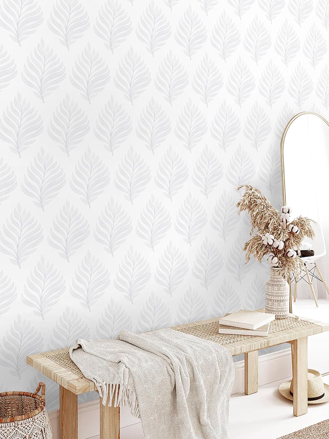 GloryTik Floral Peel and Stick Wallpaper, Removable Blue Floral Contact Paper, Self Adhesive Renter Friendly Wallpaper for Bedroom Living Room Bathroom (17.3" x 78.7")