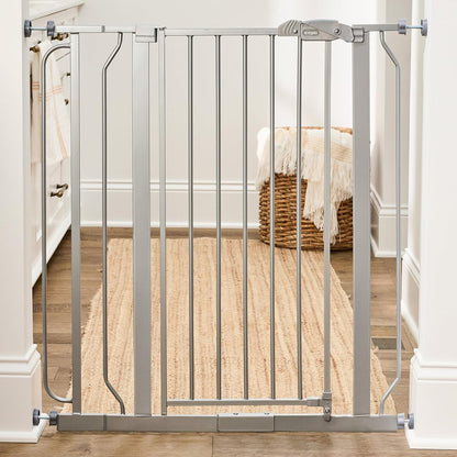 Regalo Safety 29-38.5" Baby Gate for Doorways & Bottom of Stairs, Pressure Mounted Baby Gate with Door for Babies, Toddlers & Pets, Tested & Safe for 30 Years, American Designed, American Owned, White