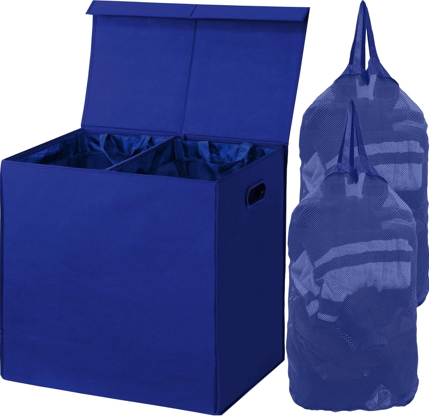 Simple Houseware Double Laundry Hamper with Lid and Removable Bags, Black