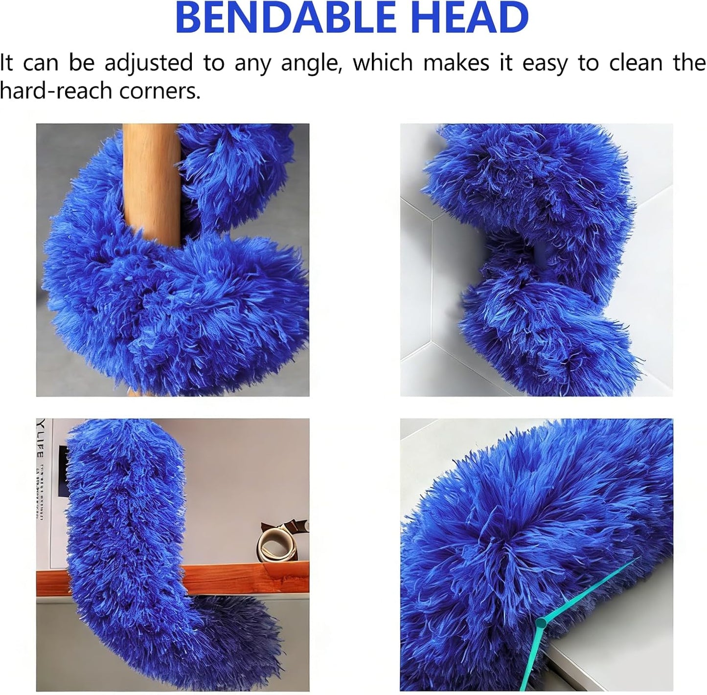 SetSail Extra-Long Dusters with Extension Pole 100-inch for Cleaning, Bendable Microfiber Head Washable Ceiling Fan Duster for High Ceilings, Furniture