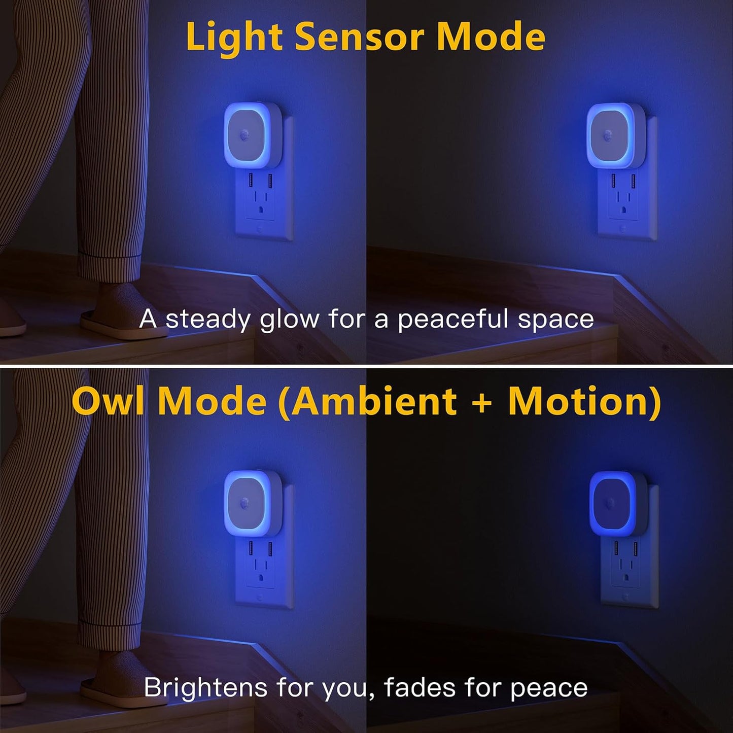 YUNLEX 2 Pack Plug in Red Sleep Night Light with Motion Sensor & Dusk to Dawn Sensor, Soft Glow, 0% Blue Light, Dimmable, Auto On/Off, LED Lights for Bedroom, Kids, Bathroom, Hallway, as Mother Gifts