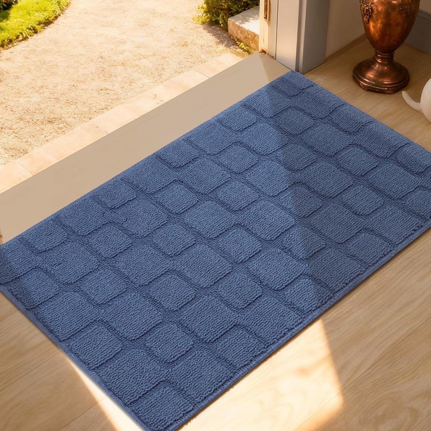 Front Door Mat Outside Entrance, Outdoor Indoor Door Mats for Entryway, Entrance, Entry, Patio, Waterproof Non Slip Doormat, Low-Profile, 20" × 31.5“, Black