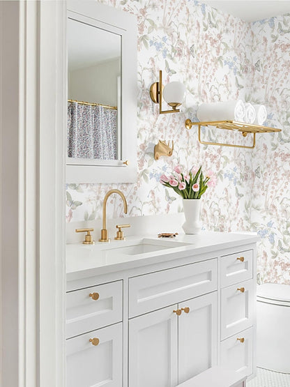 Dimoon 17.3''x78.7'' Vintage Peel and Stick Wallpaper Boho Beige Neutral Contact Paper White Floral Bird Wallpaper Removable Botanical Renter Friendly Modern Wall Paper Bedroom Bathroom Vinyl Roll