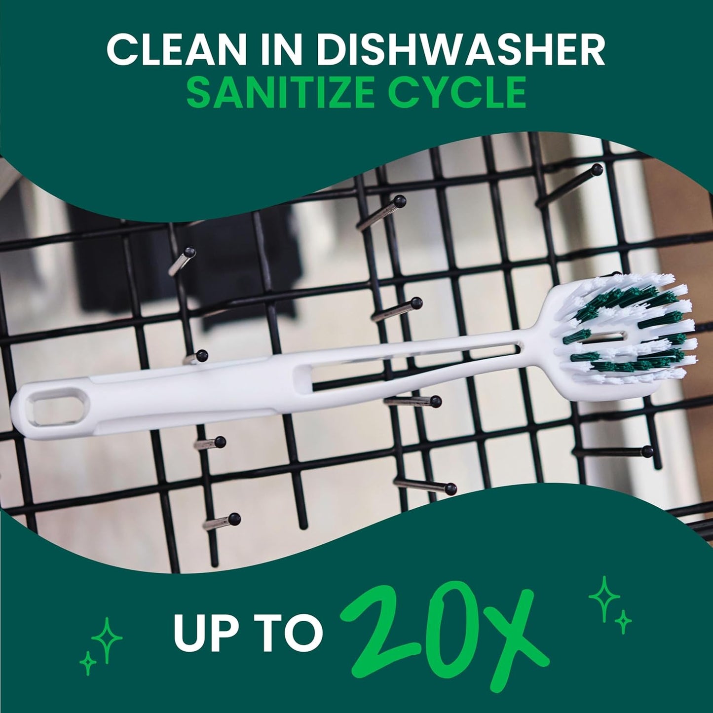 Scotch-Brite Small Utility Brush, Long Lasting Dish Brush with Handle for Scrubbing Cookware, Hands, Tile, Grout, Cutting Boards, and Utensils without Scratching, Antimicrobial, and Rinses Clean