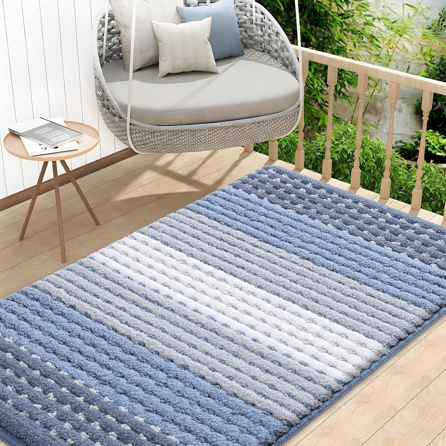 Kitinjoy Indoor Outdoor Door Mat, 32x20 Non-Slip Absorbent Dirt Trapper, Low-Profile Washable Inside Entrance Front Floor Mat, Sturdy Soft Entry Doormats for Entryway, Grey