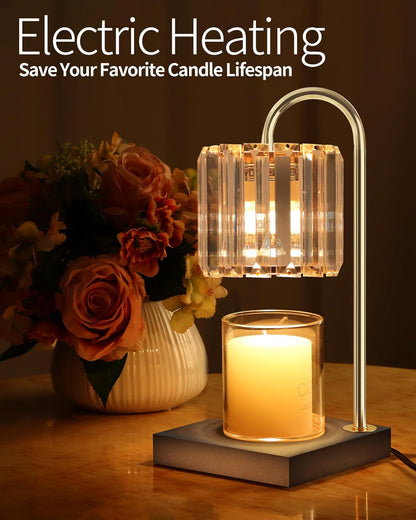 TigQiang Adjustable Height Candle Warmer Lamp, Candle Lamp Timer Dimmer 7 Levels, Compatible All Jar Candles, Top Melting, Cystal Candle Heater Lamp for Scented Wax, Elegant Home Decoration, Black