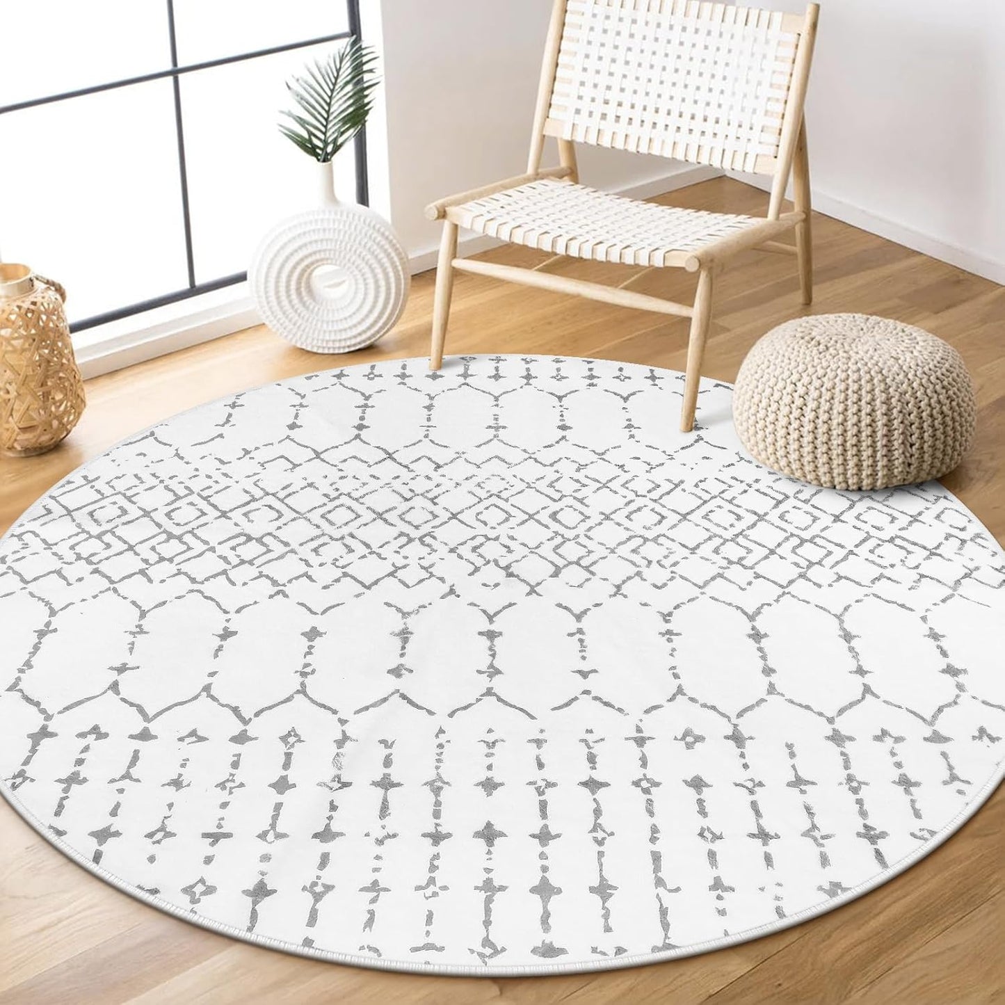 Lahome Moroccan Entry Rug 2x3, Non-Slip Washable Front Indoor Door Mat Rubber Backing Low-Profile Door Rugs, Small Geometric Print Distressed for Entryway Bathroom Kitchen, Black Hana