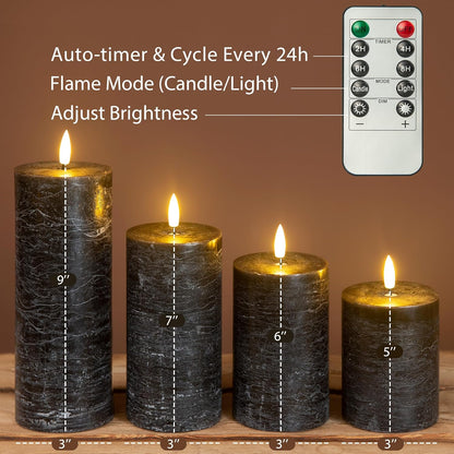 LUSHARBOR Flameless Candles, 4 Pack Battery Operated Candles with Remote, Real Wax LED Fake Candles with Timer Flickering for Christmas Wedding Home Party D3 H 5" 6" 7" 9" White