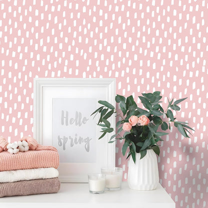 HAOKHOME Peel and Stick Wallpaper Boho Modern Dots Wall Paper Removable for Bathroom Caramel/White Contact Paper 17.3in x 9.8ft