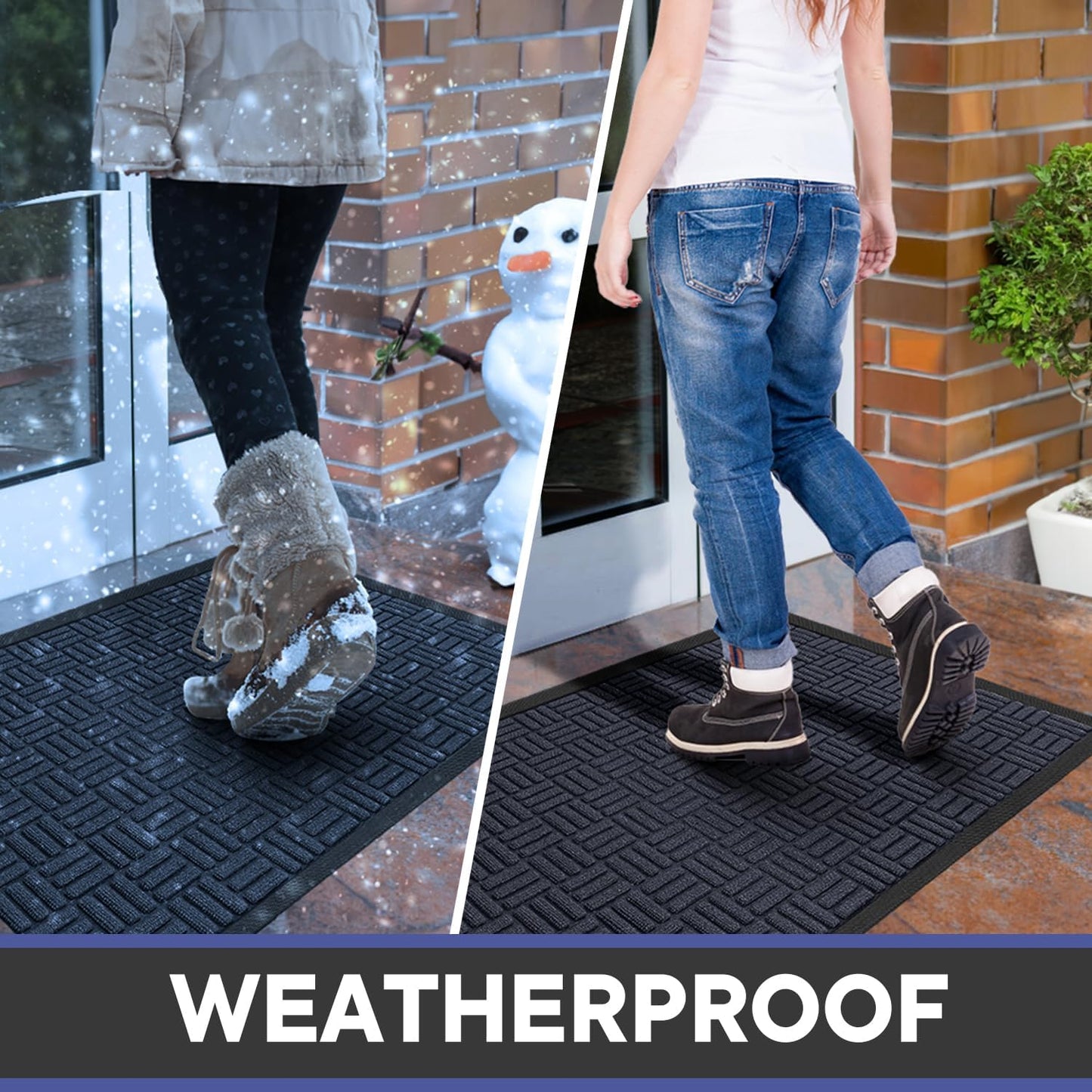Mibao Front Door Mat, Heavy Duty Durable Welcome Mat for Outdoor Indoor, Dirt Trapper Waterproof Super Absorbent Door Mat for Entryway Outside Patio Porch, 29.5" x 17", Grey