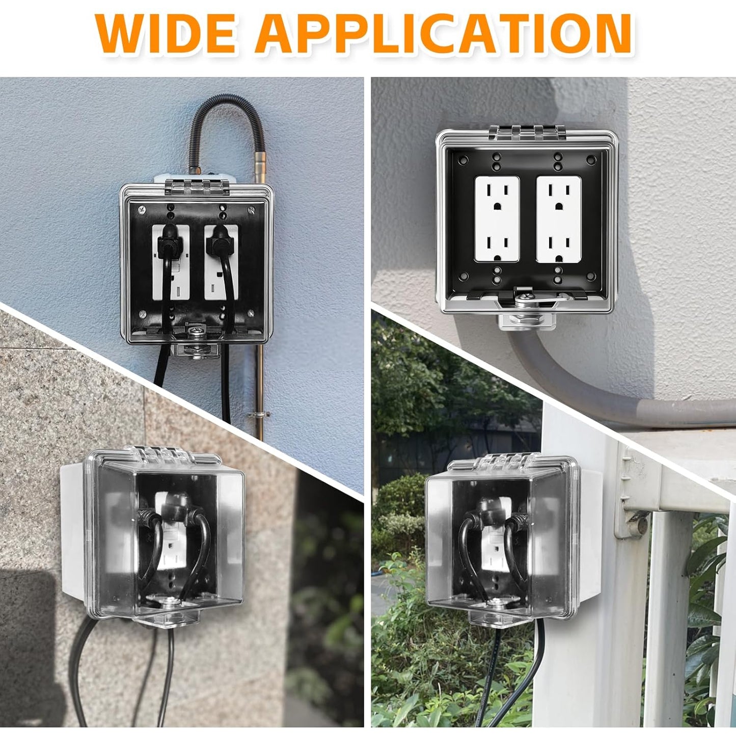 Outdoor GFCI Outlet with in Use Cover and Waterproof Lockable Box Kit,1 Gang, 15 Amp TRWR Self-Test GFI Receptacle,Electrical Baby Proof Self-Lock Covers,1 Pack