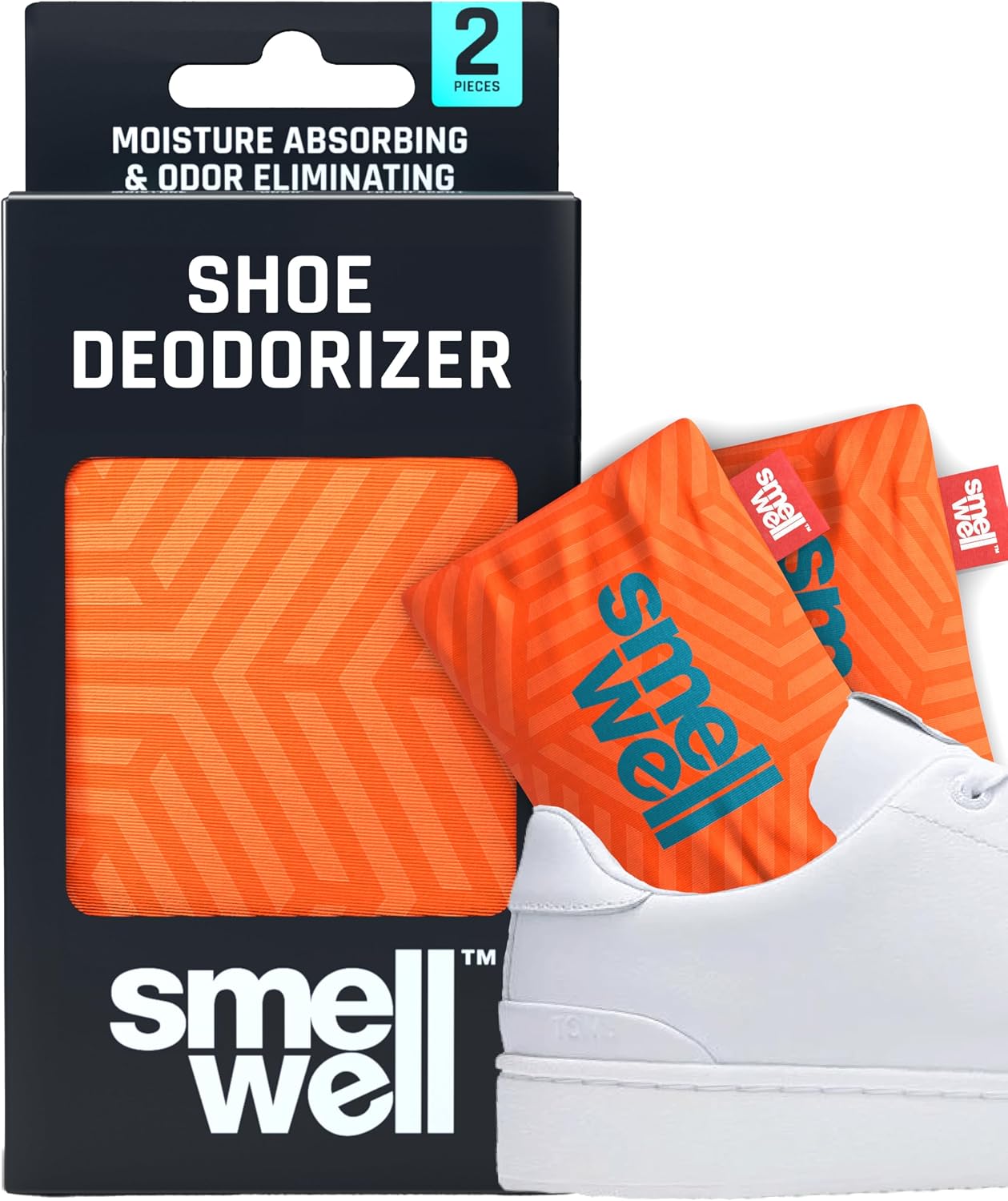 SmellWell - Scented Shoe Deodorizer Inserts - Odor Eliminators - Activated Bamboo Charcoal + Minerals - Natural Fresheners for shoes, bags, gloves - 2 x 1.8oz Original Size - Black Zebra