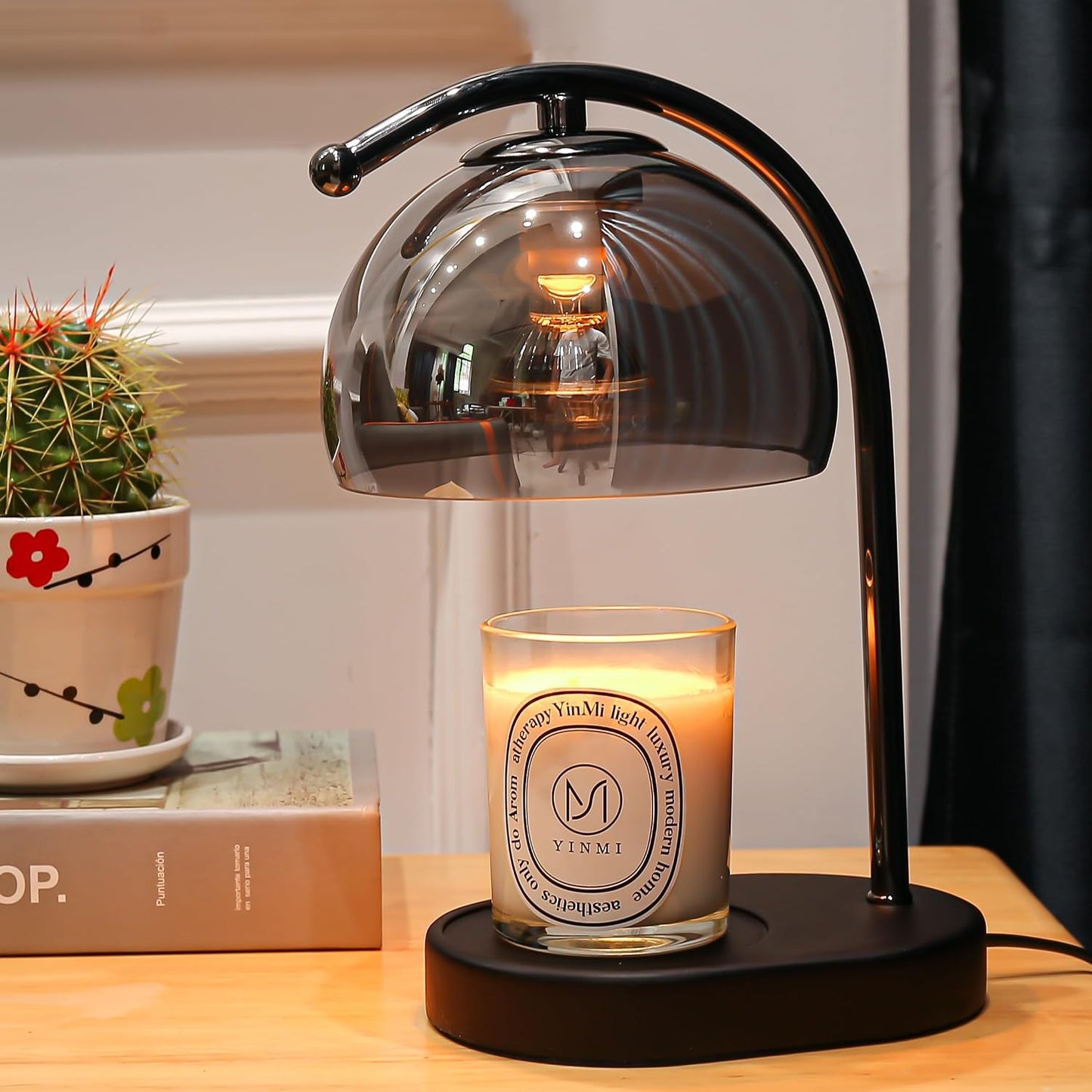 FCTWAKS Mid Century Orange Glass Candle Warmer Lamp with Timer & Dimmer, Mothers Day Birthday Gifts for Women Mom, House Warming Gifts New Home, Wax Warmer Lamp for Bedroom Decor with 2 Bulbs