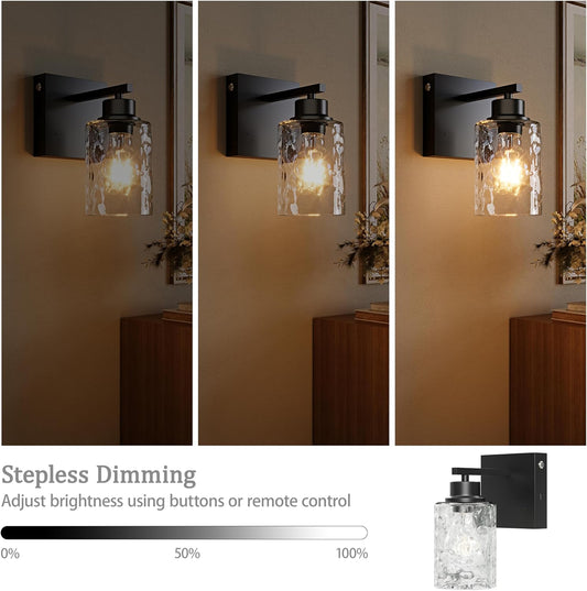 Battery Operated Wall Sconce Set of 2, Black Rechargeable Wall Lights with Timer Function, Easy Install Dimmable Wireless Wall Lamps Sconces Wall Decor for Living Room Bedroom Hallway, Emergency 3000K