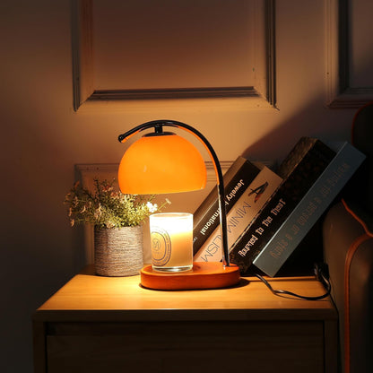 FCTWAKS Mid Century Orange Glass Candle Warmer Lamp with Timer & Dimmer, Mothers Day Birthday Gifts for Women Mom, House Warming Gifts New Home, Wax Warmer Lamp for Bedroom Decor with 2 Bulbs