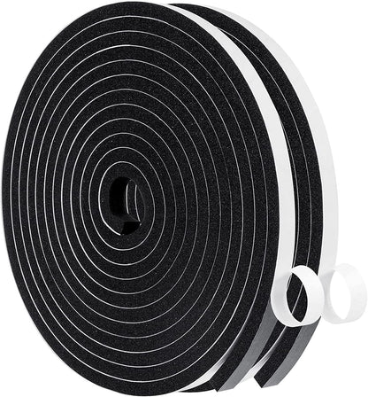 MAGZO Weather Stripping Door Seal, 1/2 Inch Wide X 1/8 Inch Thick Adhesive Foam Tape Soundproof Weatherstripping for Windows, 3 Rolls Total 50FT Black