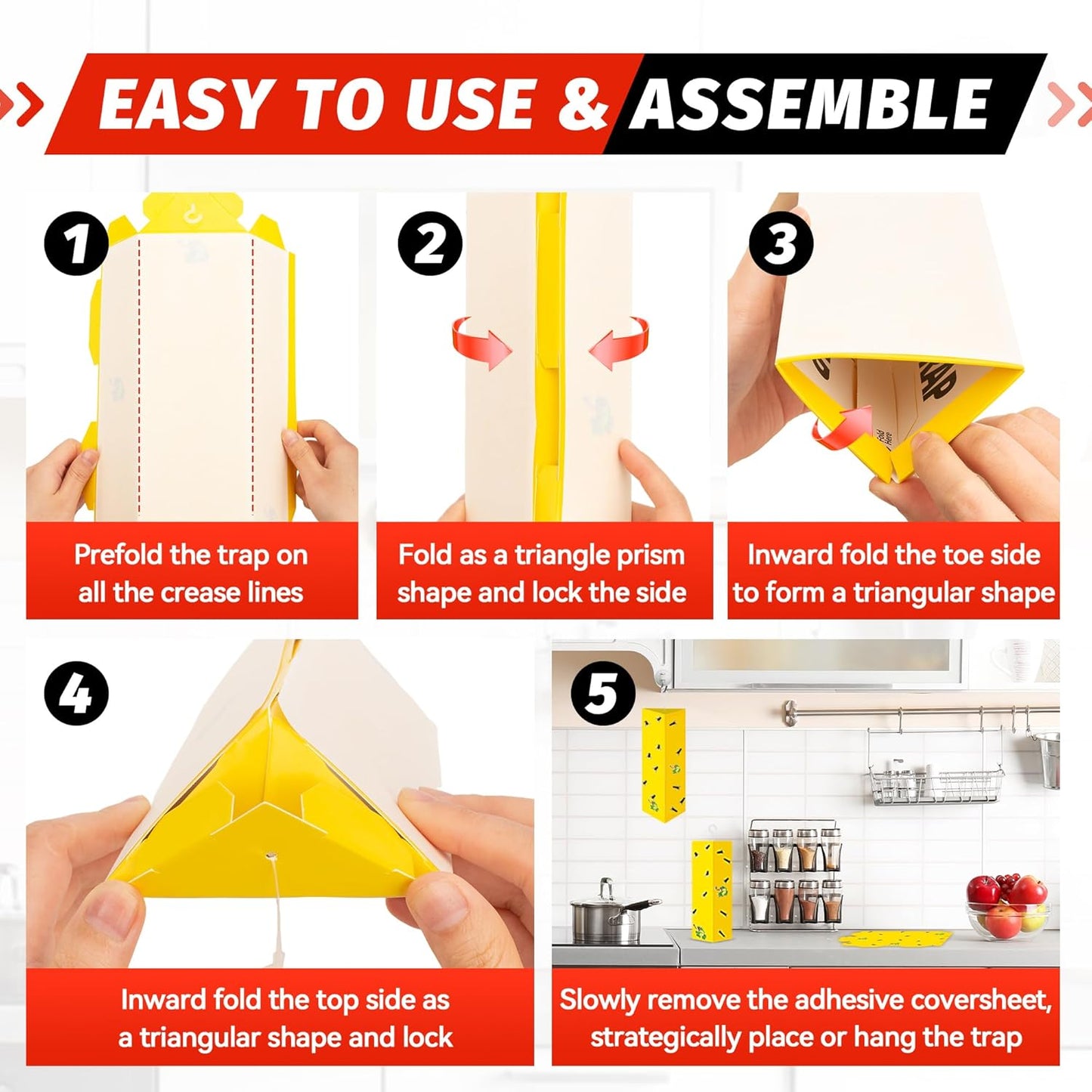 LULUCATCH Fruit Fly Sticky Traps 12 Pcs, Yellow Sticky Trap, Non-Toxic Gnat Traps Insect Catcher, Super Sticky Fly Traps for Indoor Outdoor Kitchen White Flies Mosquitos Fungus Gnats Flying Insects