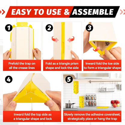 LULUCATCH Fruit Fly Sticky Traps 12 Pcs, Yellow Sticky Trap, Non-Toxic Gnat Traps Insect Catcher, Super Sticky Fly Traps for Indoor Outdoor Kitchen White Flies Mosquitos Fungus Gnats Flying Insects