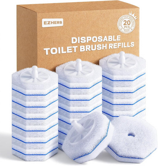 20 Count Toilet Wand Refills for Clorox, 5X Cleaning Power Toilet Bowl Cleaners & High-Density Disposable Toilet Scrubber Refill - No Falling Apart, Instant Foam for Bathroom Cleaning
