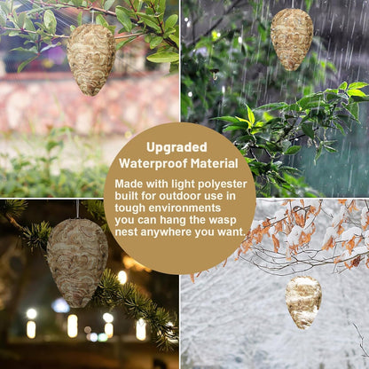DECYOOL Wasp Nest Decoy, 4 Pack Mini Hanging Outdoor Hornet Deterrent | Brown Water-Repellent Decoys for Outdoor Patio Eaves Hanging, Deterring Hornets and Yellow Jackets, Garden Decor Supplies