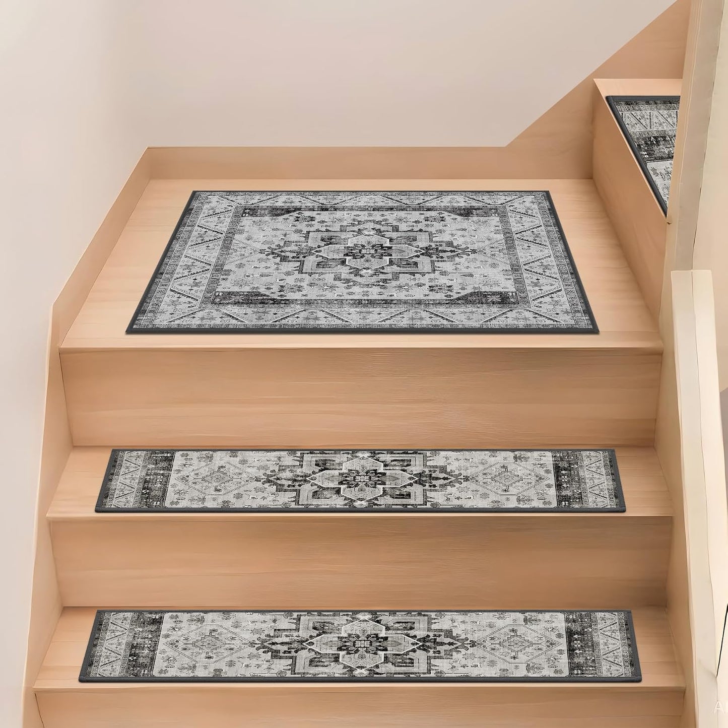 Non Slip Stair Treads for Wooden Steps, 15 Pack 8"x30" Washable Carpet | 8x30 in soft chenille polyester stair treads with reusable TPE backing for indoor wood stairs, dogs, kids, and seniors