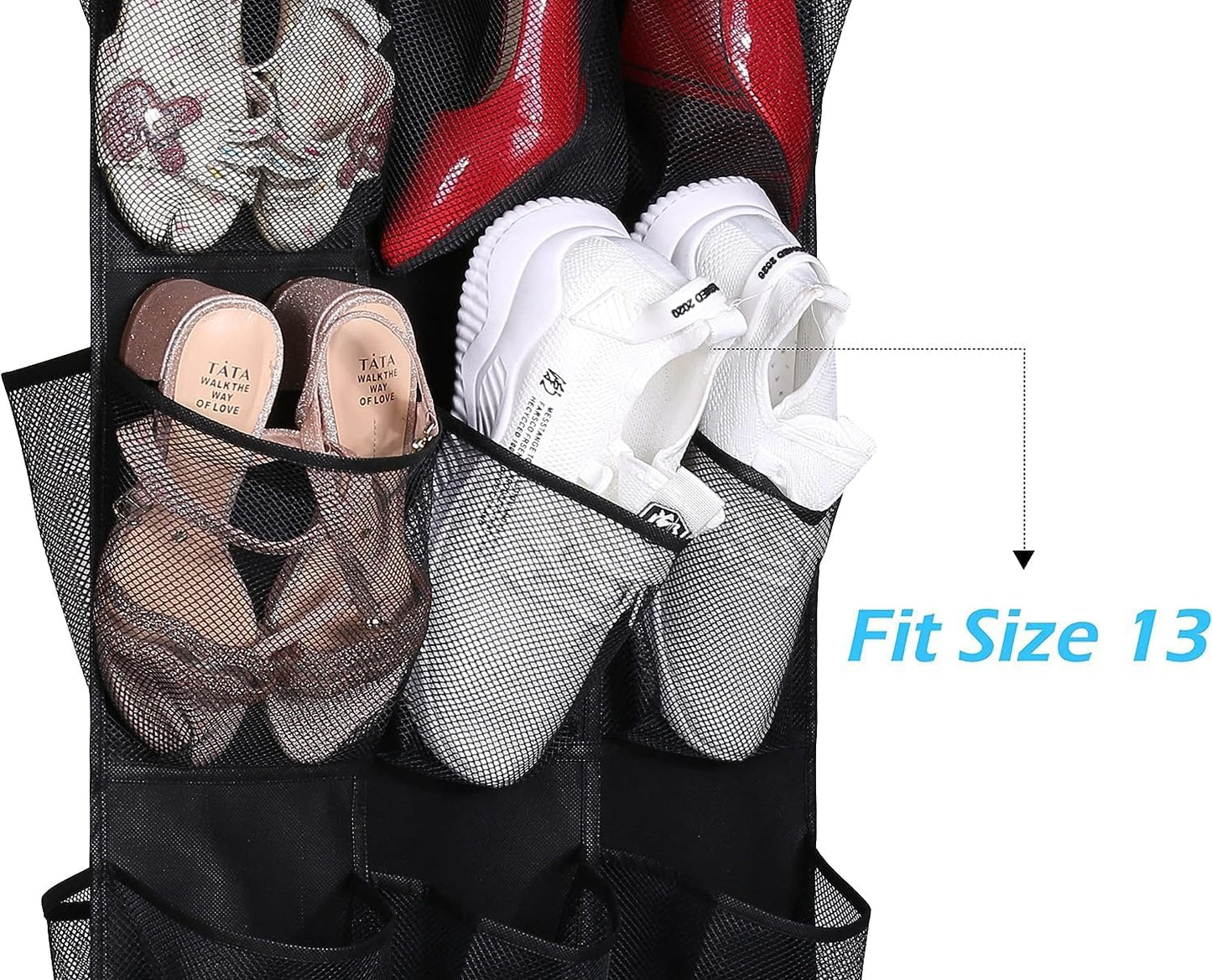 MISSLO 30 Large Pockets Dual Sided Hanging Shoe Organizer for Closet with Rotating Hanger Hanging Shoe Shelves, Grey