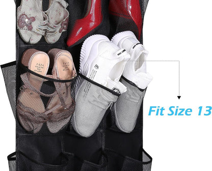 MISSLO 30 Large Pockets Dual Sided Hanging Shoe Organizer for Closet with Rotating Hanger Hanging Shoe Shelves, Grey