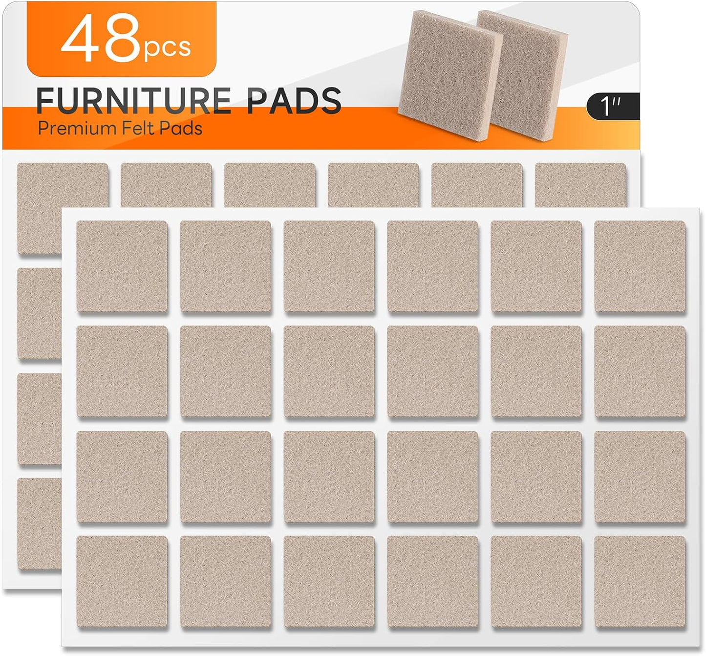 48 PCS Felt Furniture Pads, 1-inch Round Black Chair Felt Pads, Felt Pads for Furniture Feet to Protect The Floor from Scratches,Reduce Noise (Black)